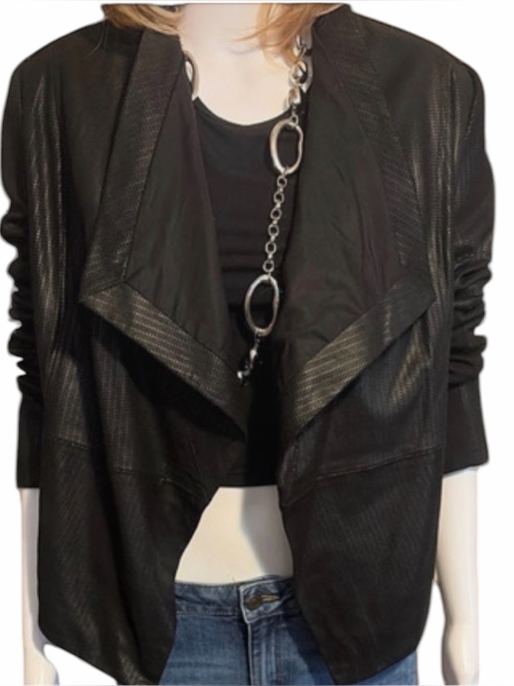 GILI♦️WATERFALL COLLAR LEATHER JACKET